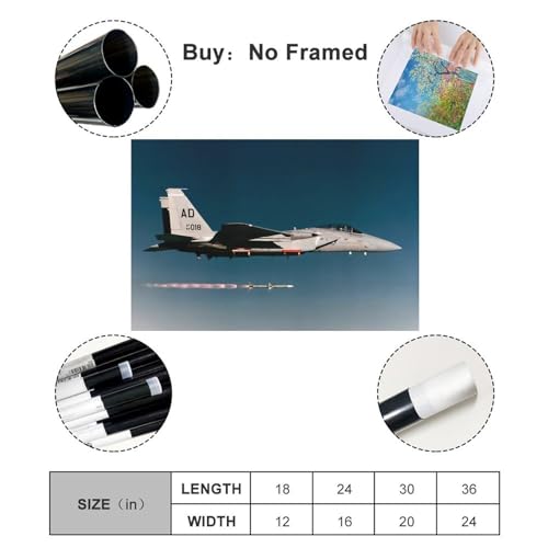 Unframed F-15 Eagle Jet Fighter Wall Art Poster - 24x16 Inches