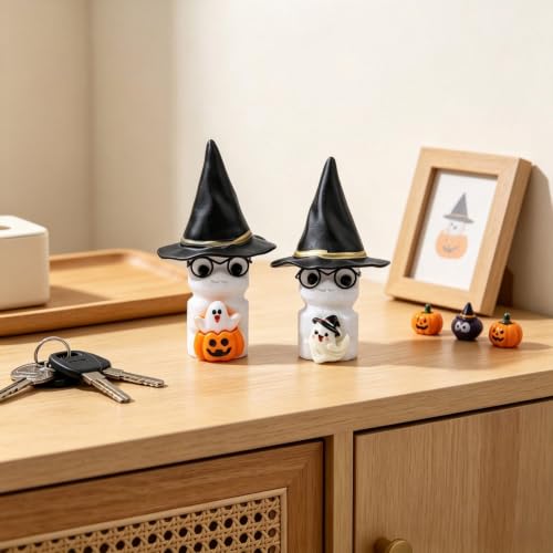 Cute White Marble Ghost Halloween Figurine - 3.5 Inch Holiday Decor