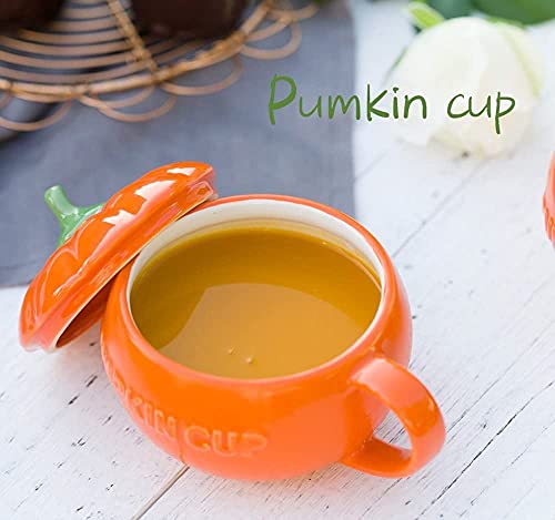 Cute Pumpkin Ceramic Coffee Mug 8.5oz with Spoon - Fall Kitchen Decor