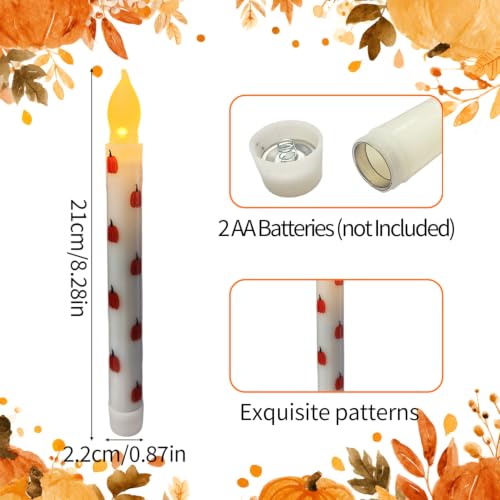 Pumpkin Flameless Taper Candles with Remote Control - 6-Pack Autumn Decor