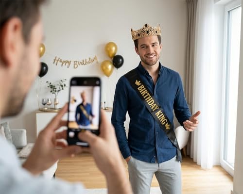 Birthday King Crown and Sash Set for Men - Royal Celebration Accessories