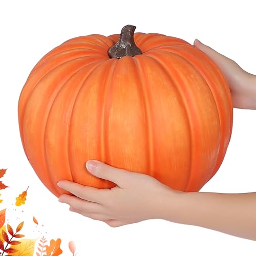 Large Glossy Orange Artificial Pumpkin for Outdoor Decor - 12.8 Inch, Variation: Glossy Orange