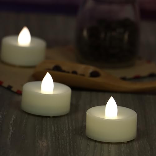 Battery Operated Flameless Votive Candles LED Tea Lights - White Light 12 PCS, 1.5" Dia, 1.2" H