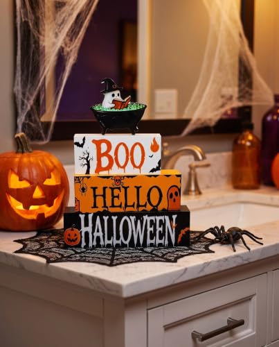 Halloween Ghost Bathroom Decor 4pcs Set - Black Ghost Restroom Accessories