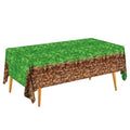 Disposable Green and Brown Plastic Table Cover 54x108 Inches for Party Events