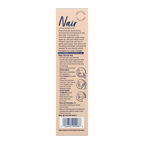 Nair Prep & Smooth Face Hair Removal Cream - Sensitive Skin, 1.76 Fl Oz