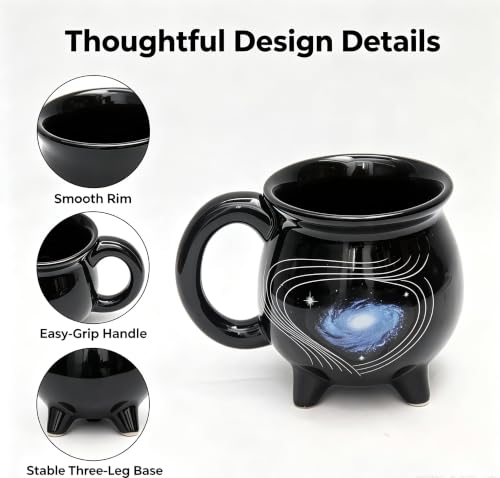 Black Starry Sky Ceramic Cauldron Mug 12 oz Witches Brew Coffee Cup - Variation of THIS listing