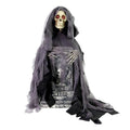 3 Ft Reaper with Tombstone Halloween Animatronic - Rising Haunted Ghost, Touch Activated, Glowing Eyes, Indoor Outdoor Decor