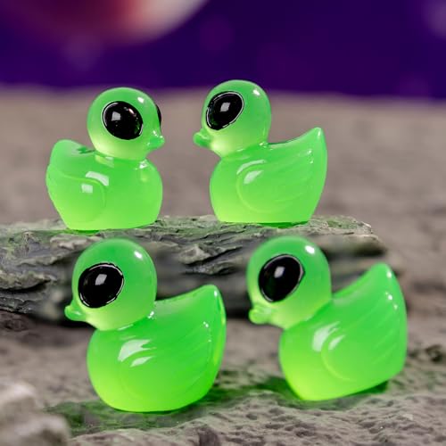 Mini Resin Alien Duck Figurines Set - 100 Sci-Fi Green Collectible Toys
