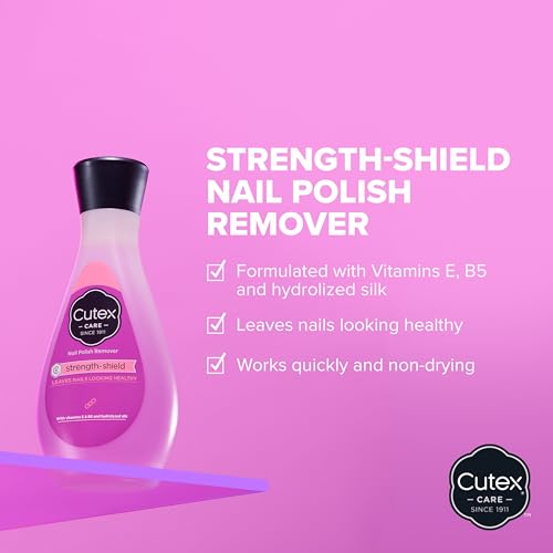 Cutex Strength Shield Nail Polish Remover - 6.7 Fl Oz with Vitamins E & B5, Silk, Pack of 1
