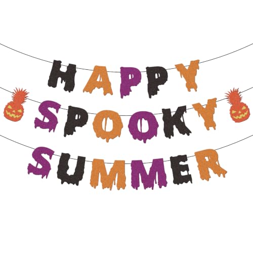 Happy Spooky Summer Party Banner – Summerween Halloween Decorations Set, 3PCS