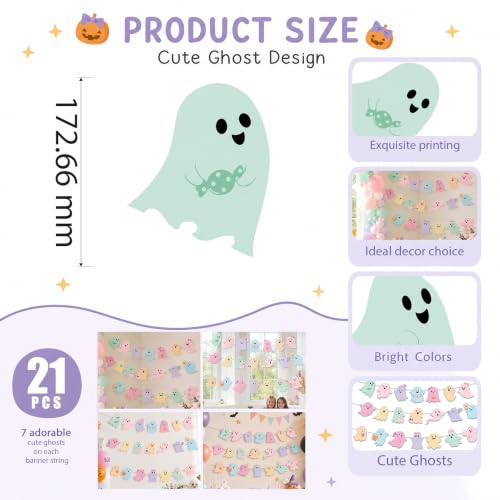 Pastel Ghost Halloween Banner Set - 3PCS Spooky Boo Decorations