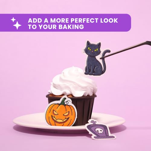 72PCS Edible Halloween Cupcake Toppers Wafer Paper Cake Decorations