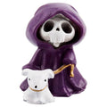 Halloween Ghost Decor Figurine - Cute Resin Spooky Statue for Home & Office, Purple & White