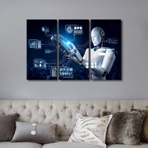 Wall Art Decorations Robot Concept Canvas Print - 42x28 in - Variation of THIS listing