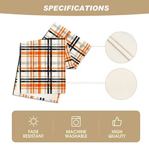 Artoid Mode Plaid Fall Table Runner 13x120 Inch - Orange & Black Variation
