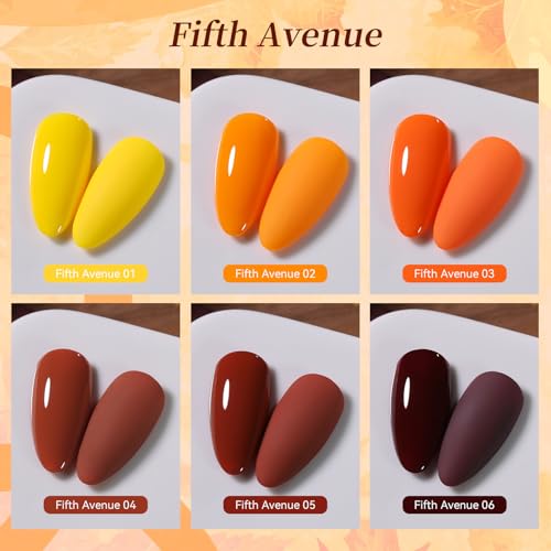 Fall Winter Gel Nail Polish Set - Brown, Caramel, Pumpkin Orange - Fifth Avenue Variation