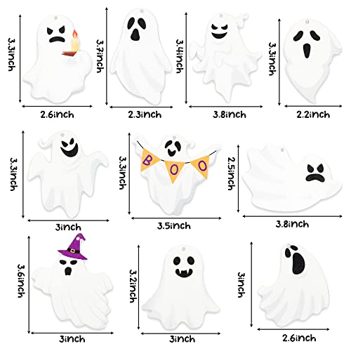 Halloween Ghost Wooden Ornaments Set - Flying Ghost Party Decorations & Wall Hangings