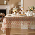 Horaldaily 60x84 Inch Rectangular Gauze Polka Dot Table Cloth Beige Caramel Variation