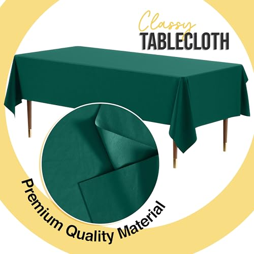 Disposable Plastic Table Cover 54x108 Inch Dark Green 66% Thicker 12 Pack