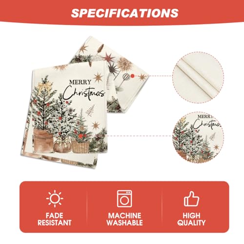 Holly Pine Cone Xmas Table Runner 13x108 Inch Beige Holiday Home Decor