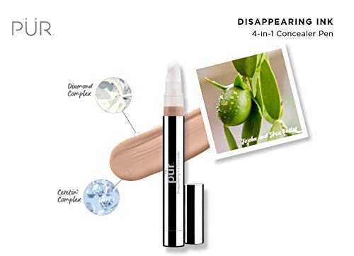 PÜR MINERALS Disappearing Ink Concealer Pen - 4-in-1 Brightening Formula, Hydrates & Smooths Lines