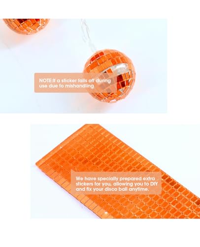Orange Disco Ball Decor String Lights - 20 LEDs, 9.8Ft, Battery & USB Power, Fall & Party Decoration - Variation of THIS listing