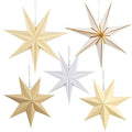 Paper Jazz 5 Pack Brown & White Paper Star Lanterns Christmas Hanging Decorations