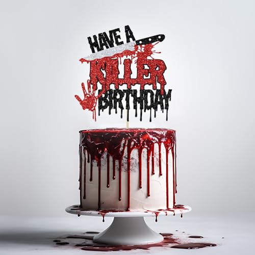 Halloween Zombie Vampire Cake Topper - Horror Party Decoration, 7 Inch Glitter Cake Decor