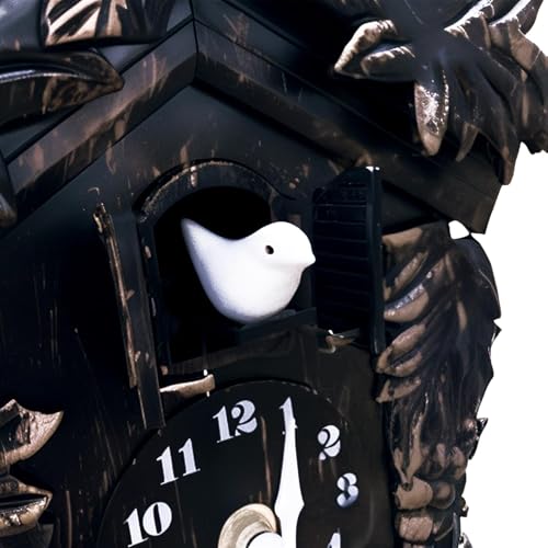 Black Cuckoo Wall Clock - Classic Bird Pendulum Home Decor - One Size