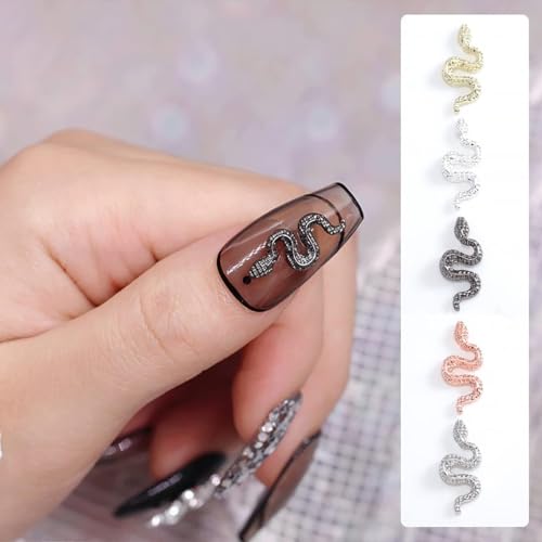 Halloween Nail Charms Cartoon Snake Nail Gems 5D Gold Silver Nail Art Decorations - Variation ASD-06