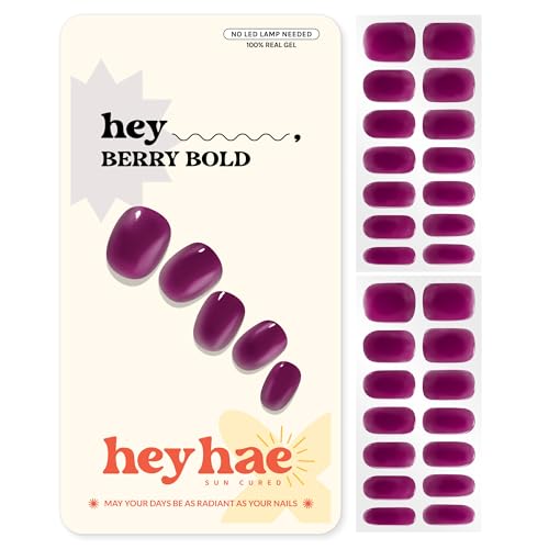 Semi Cured Gel Nail Strips - Berry Bold Nail Wraps, Sun & UV Cure