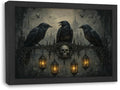 Crow Wall Art Canvas - Gothic Crow Framed Artwork for Living Room & Bedroom - 16x12 Inches