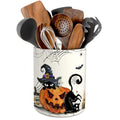 Halloween Ceramic Cat Utensil Holder - Spooky Kitchen Decor, Pinata