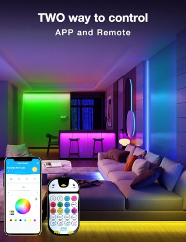100FT Color Changing LED Strip Lights with Music Sync & App Control
