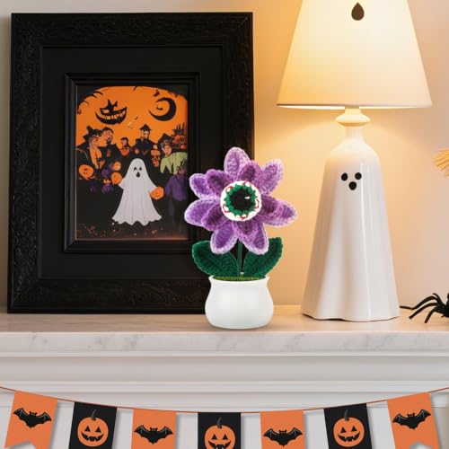 Purple Knitted Eyeball Flower Halloween Decor Spooky Home Gift Ornament