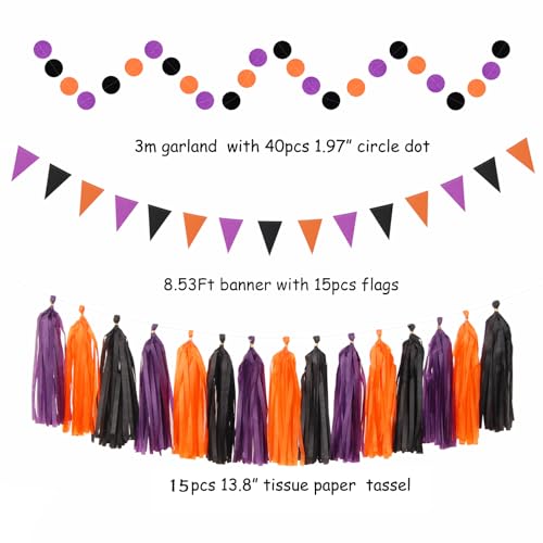 Halloween Party Decorations - 33Pcs Banners, Streamers, Pom Poms & Lanterns - Hallowmas