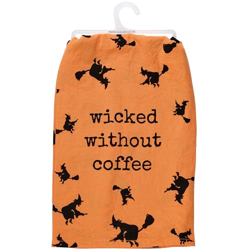 Halloween Kitchen Towel - Wicked Without Coffee Witch Design