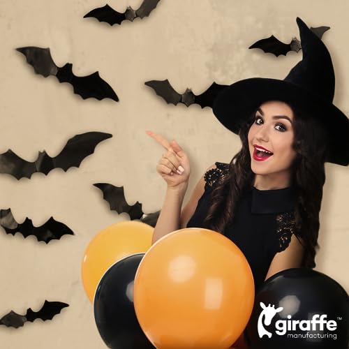 Halloween 3D Wall Decor Bats Pack - Reusable Felt & PVC Stickers, 4 Sizes