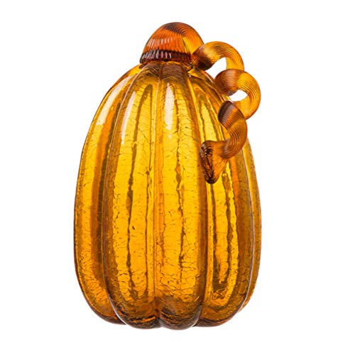 9.06-Inch Hand Blown Amber Glass Pumpkin for Fall Halloween Thanksgiving Decor - Variation of THIS listing