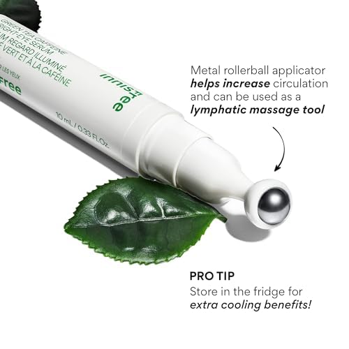 Innisfree Green Tea Eye Serum - Caffeine Depuffing & Hydrating Roll-On with Niacinamide