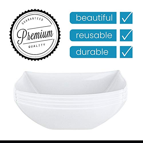 64 oz Heavy-Duty Square Plastic Bowls - 5-Pack, Disposable & Reusable