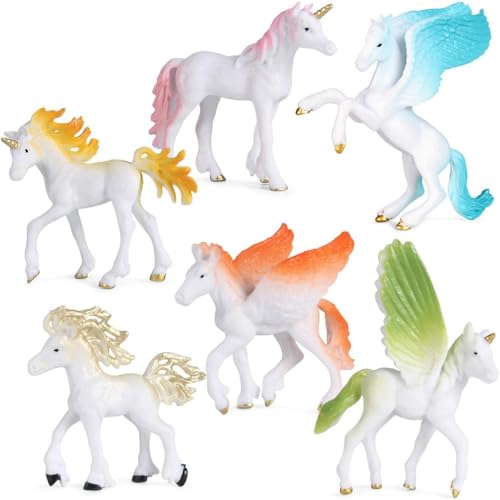 6 Pcs Unicorn Pegasus Model Figures Set for Cake Toppers & Decor
