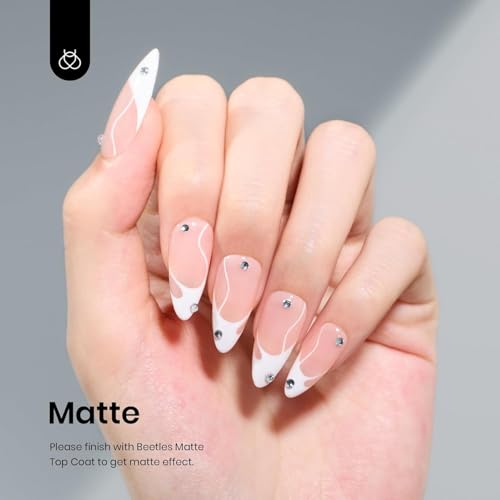 Beetles White Gel Nail Polish with 2pcs 15ml Nail Glue for Acrylic Tips