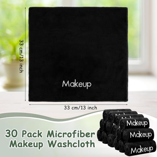 30 Pack Makeup Towels - Black Microfiber Face Washcloths for Deep Cleansing - Classic Variation