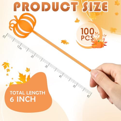 Pumpkin Fall Swizzle Sticks 30 Pcs Plastic Coffee & Cocktail Stirrers Thanksgiving Party