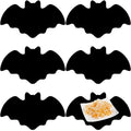 Halloween Bat Placemats Set of 6 - Black Leather Style - Bat / Black