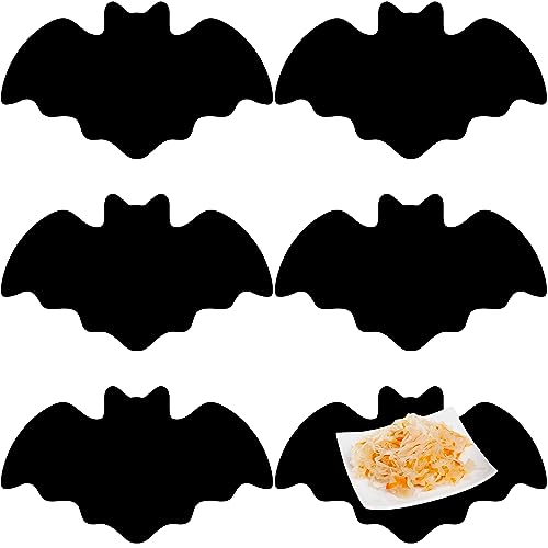 Halloween Bat Placemats Set of 6 - Black Leather Style - Bat / Black