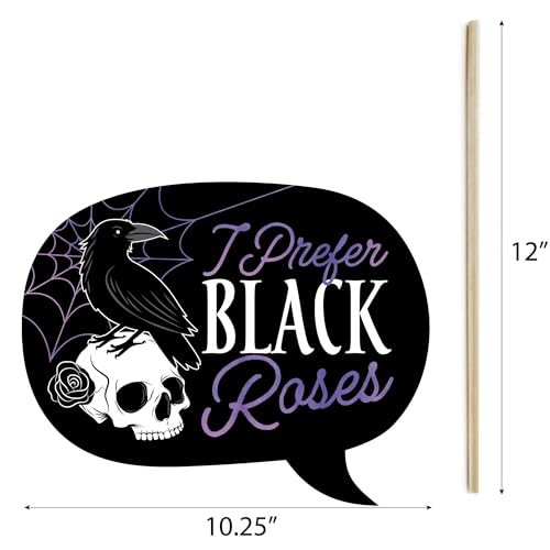 Goth Girl Photo Booth Prop Kit - 20pcs Halloween Party Supplies, DIY Cardstock Decorations