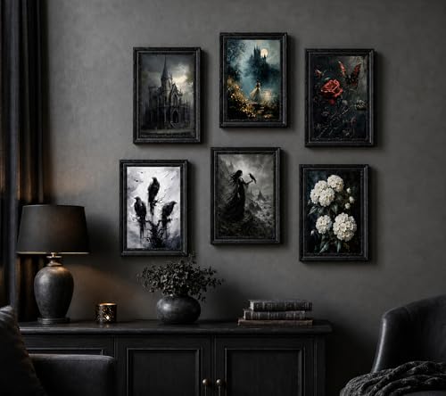 Dark Hydrangea Wall Art Canvas 11x9 Inches - Gothic Floral Home Decor - Variation of THIS listing